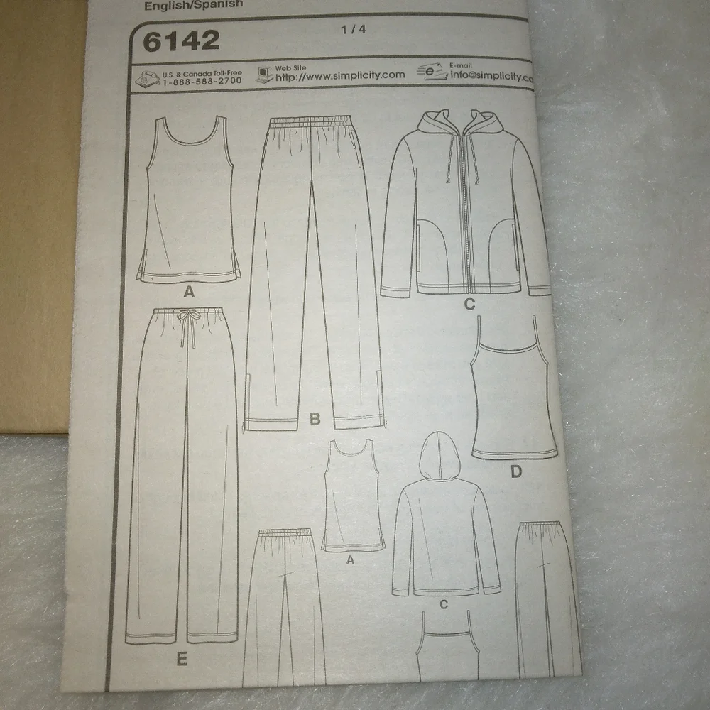 NEW LOOK 6142 His & Hers Tank top, pull on pants, full zip hoodie jacket